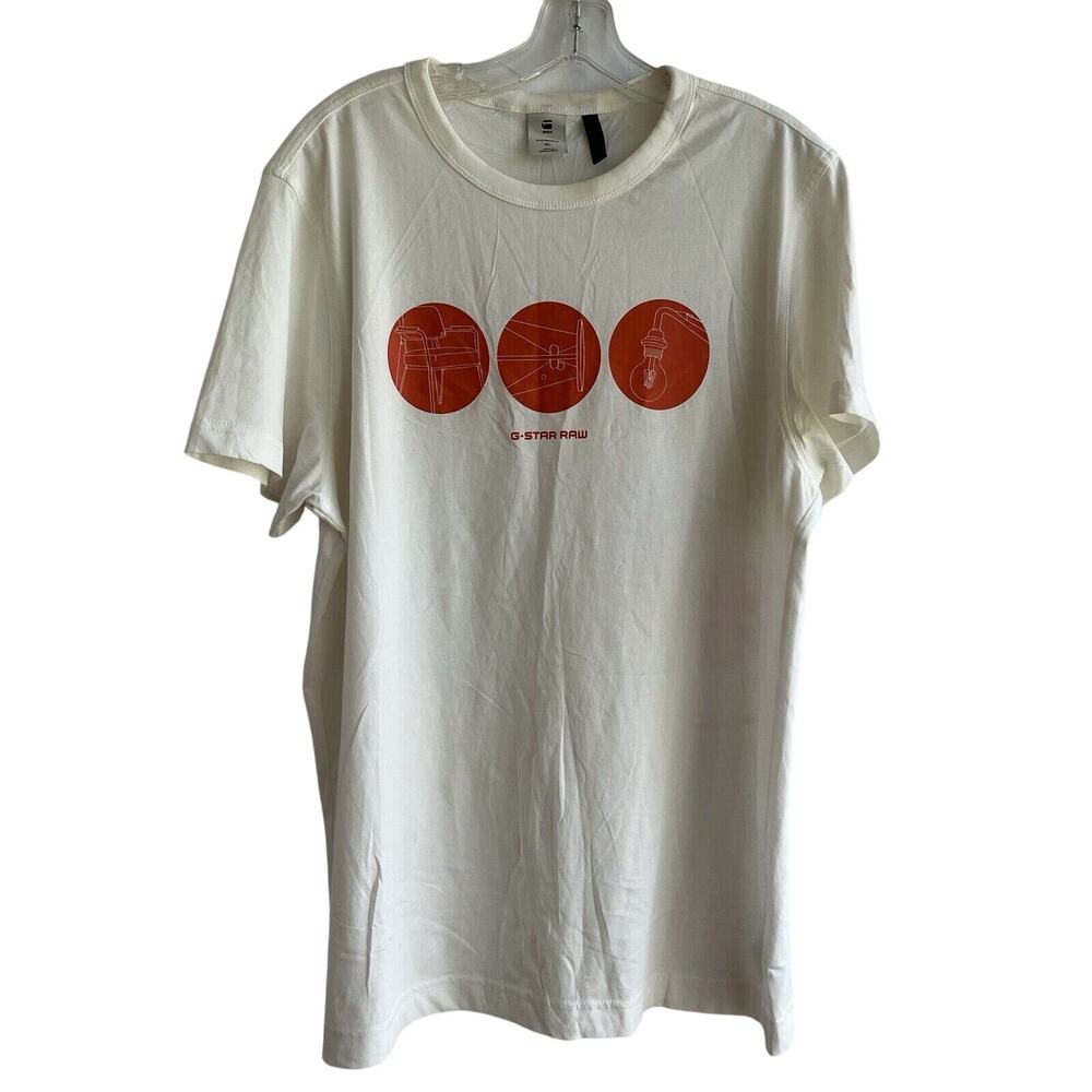 G-Star Raw graphic print white short sleeve t-shirt size XL, 100% organic cotton